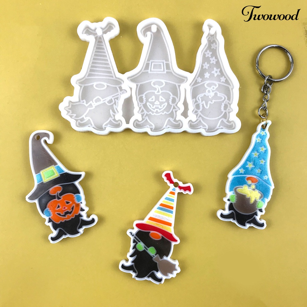 Twowood 1set Gantungan Kunci Cetakan Anti Lengket Dapat Digunakan Kembali DIY Silikon Paskah Gnome Liontin Kerajinan Tangan Membuat Cetakan Untuk Hadiah