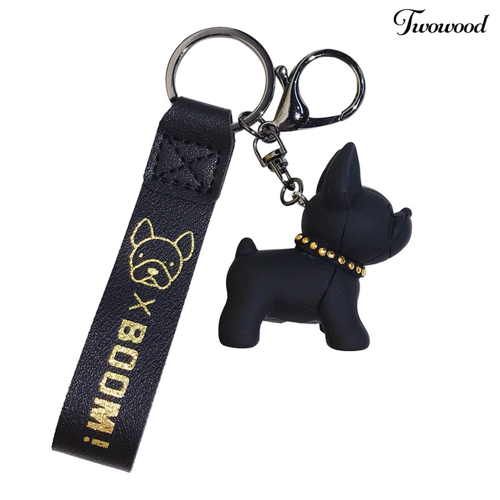 Twowood French Bulldog Gantungan Kunci 3D Resin Kerajinan Serbaguna Ransel Ornamen Hewan Lucu Anjing Key Ring Untuk Anak Perempuan