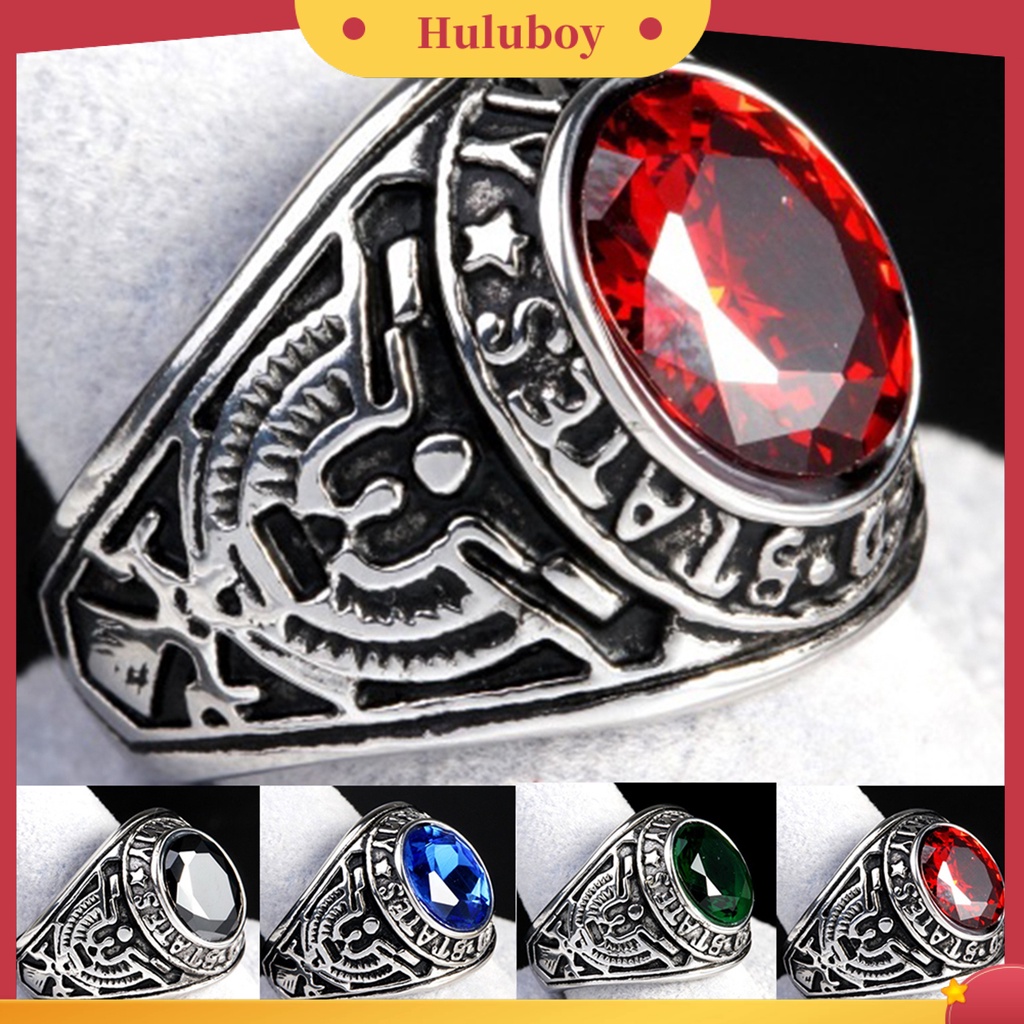 {Ready Stock} Cincin Punk Bentuk Oval Hias Berlian Imitasi Punk Klasik Ring Untuk Pesta