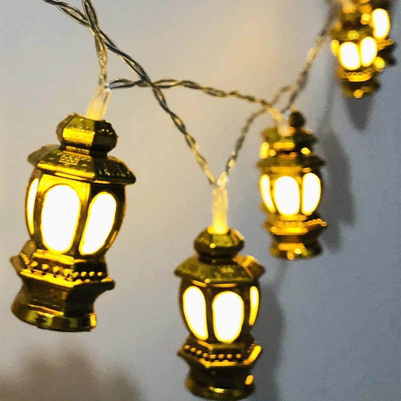 Ramadan Bulan Bintang Lampion Lampu String Led Kareem Moon Castle Fairy Light String USB/Lampu Tenaga Baterai Idul Fitri Eid Mubarak Perlengkapan Pesta Dekorasi Rumah Muslim