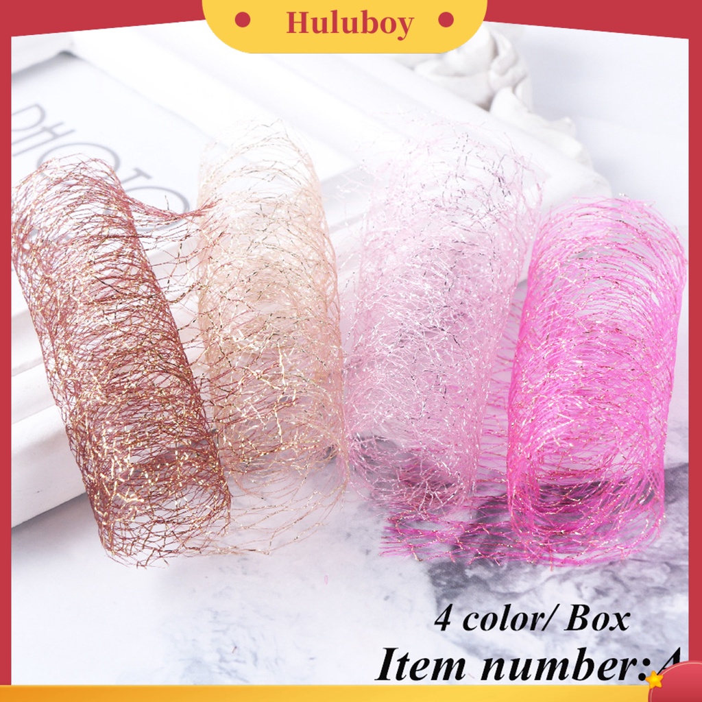 {In Stock} 1Box Stiker Jaring Kuku Tempel Kuat Panjang Memakai Stiker 3D Nail Art Mesh Stiker Untuk Anak Perempuan