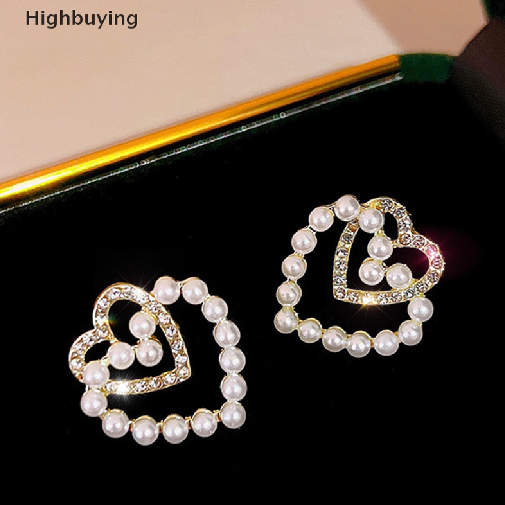 Hbid Anting Mutiara Hati Pernyataan Emas Temperamen Anting Perhiasan Hadiah Menghias Glory