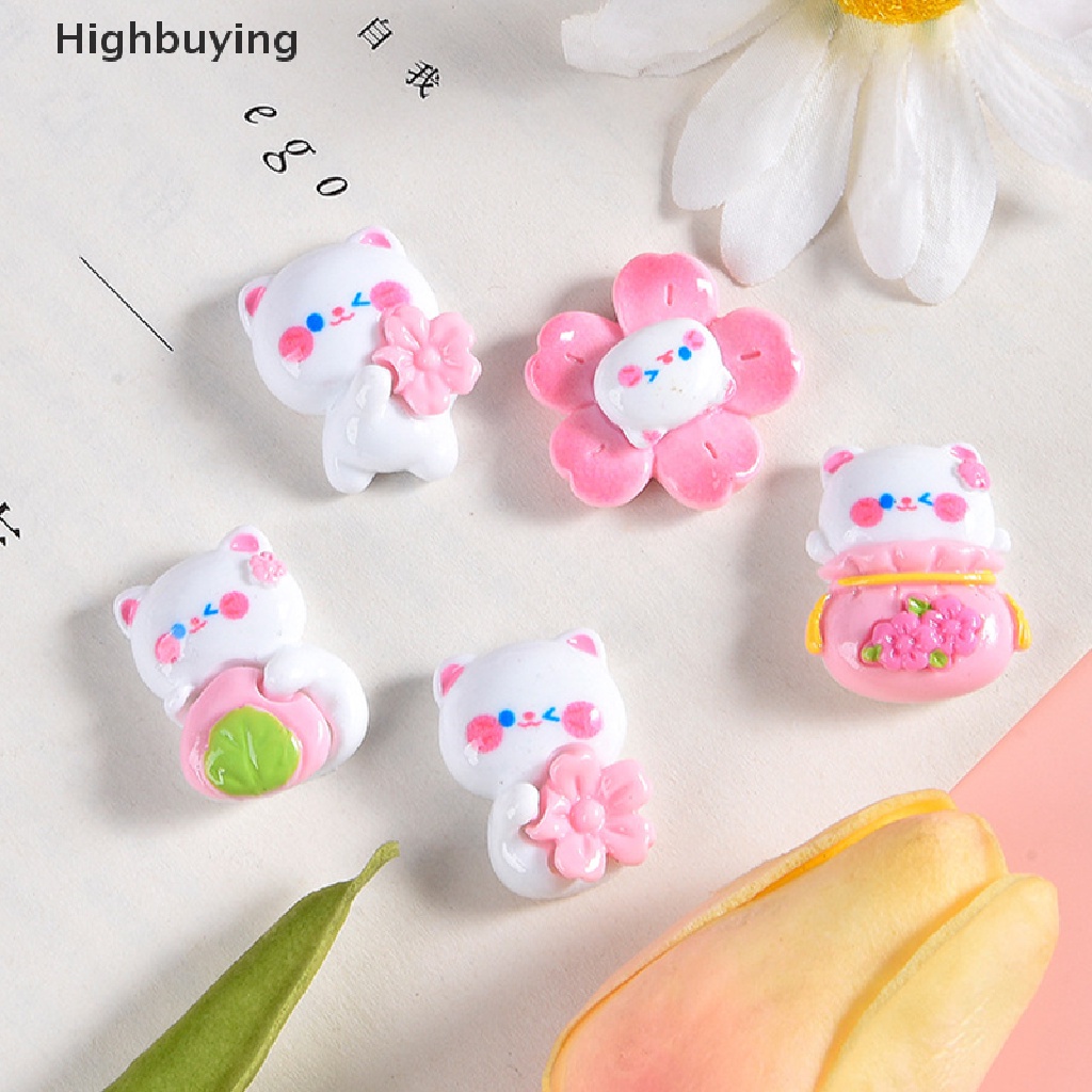 Hbid 10 Pcs Kartun Ransel Bunga Sakura Kucing Resin Aksesoris Datar Kembali Scrapbooking DIY Perhiasan Craft Dekorasi Phone Case Kulkas Stiker Glory