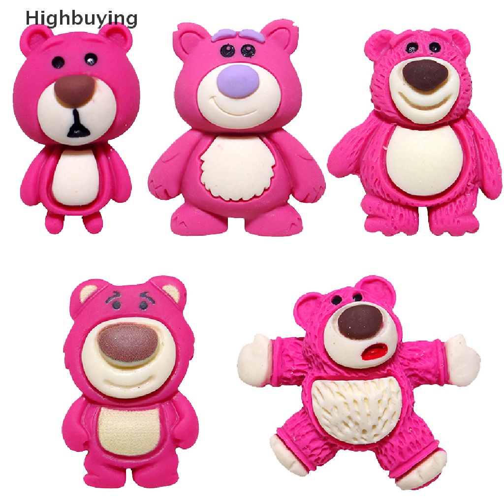Hbid 5pcs Beruang Strawberry Kecil Resin Datar Kembali Cabochons Hiasan DIY Perhiasan Craft Dekorasi Aksesoris Scrapbook Glory