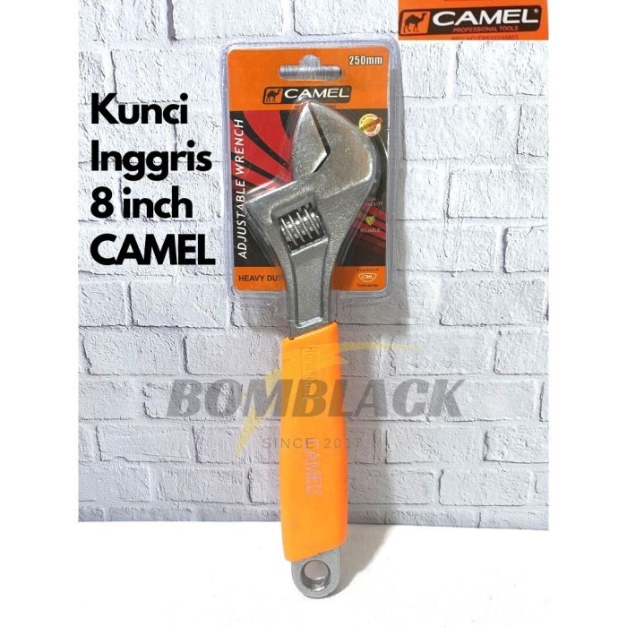 Kunci Inggris 8 inch 200mm CAMEL Gagang Karet Serbaguna Murah OREN TERMURAH