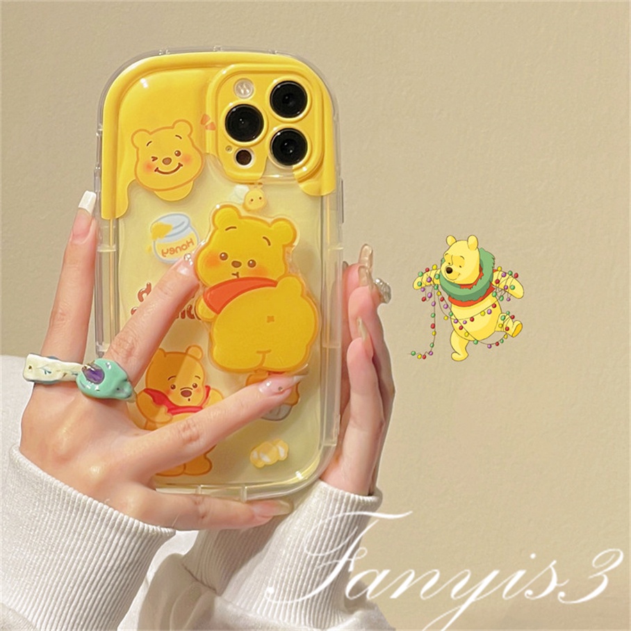 Redmi A1 Plus 10C 10A 10 9 9A 9C 9T Note 11 Pro+ 11s 11 10s 10 9s 9 Pro Poco X3Pro X3NFC Mi 11 Lite Winnie Bear Sabun Phone Case TPU Bening Soft Cover Dengan Bracket