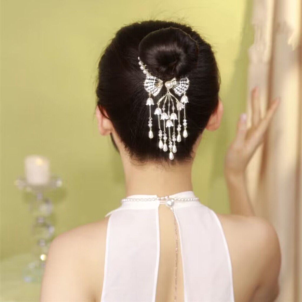 Alloy Jepit Rambut Berlian Imitasi Mutiara Jumbai Rambut Klip Fashion Ponytail Gesper Wanita Aksesoris Rambut