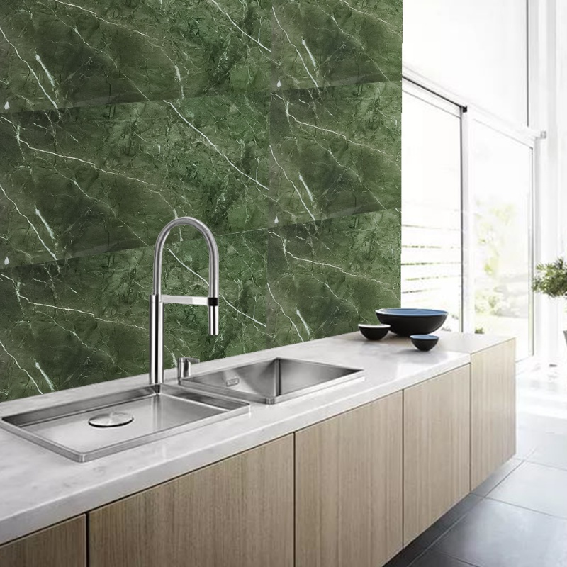 Stiker Dinding Ubin Marmer Simulasi Perekat Diri/Wallpaper Tahan Air Cuttable PVC DIY Untuk Dekorasi Dinding Rumah