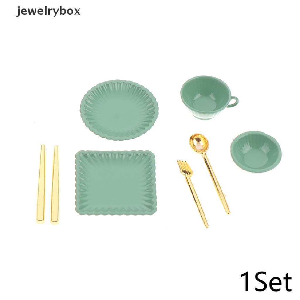 [jewelrybox] 1set 1: 12rumah Boneka Miniatur Cangkir Kopi Piring Garpu Sendok Mangkuk Peralatan Makan Model Dekorasi Dapur Mainan Butik