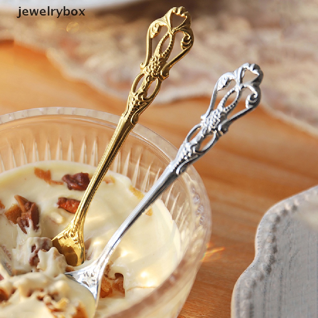 [jewelrybox] Sendok Fashion Dipoles Gaya Vintage Stainless Steel Kreatif Minum Kue Sendok Garpu Peralatan Makan Untuk Butik Dessert
