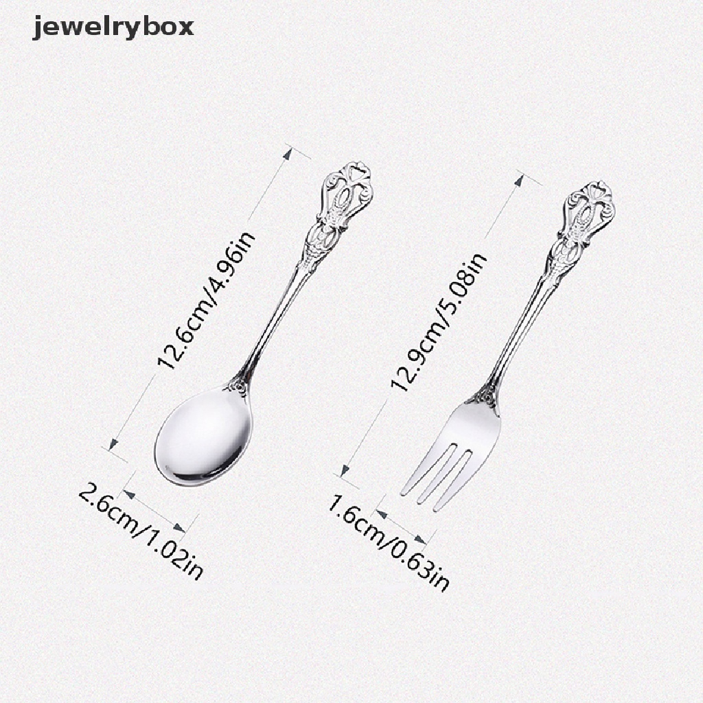 [jewelrybox] Sendok Fashion Dipoles Gaya Vintage Stainless Steel Kreatif Minum Kue Sendok Garpu Peralatan Makan Untuk Butik Dessert