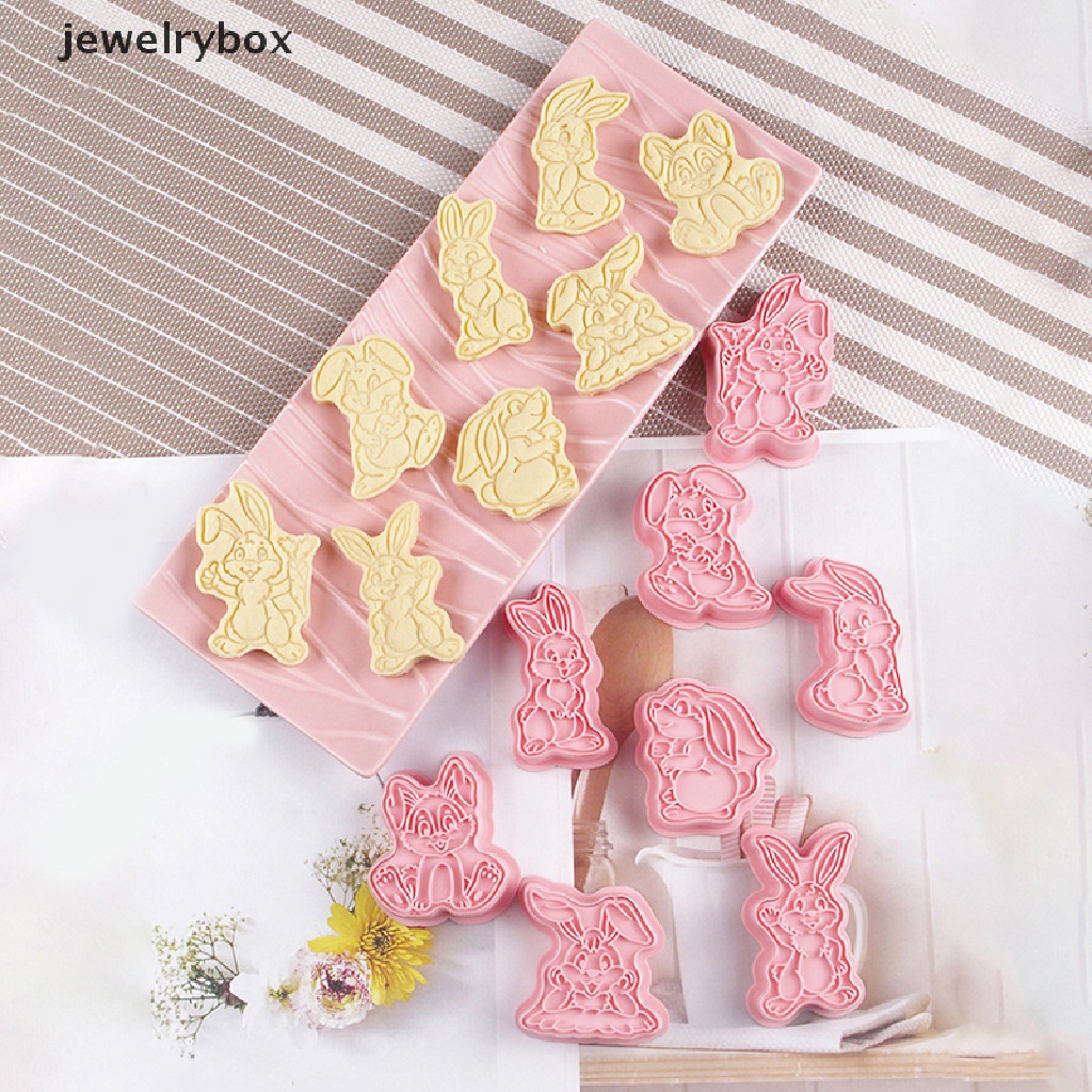 [jewelrybox] 8pcs/set Cetakan Kue Kering Paskah 3D Kelinci Kartun Bunny Alat Baking Butik