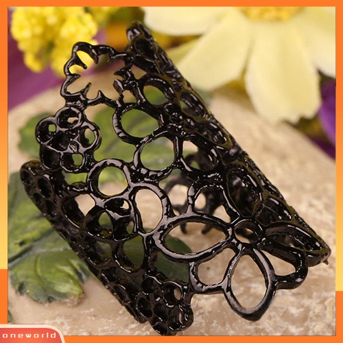 {oneworld} Fashion Perhiasan Wanita Berongga Bunga Paduan Pembukaan Yang Dapat Disesuaikan Pesta Prom Cincin