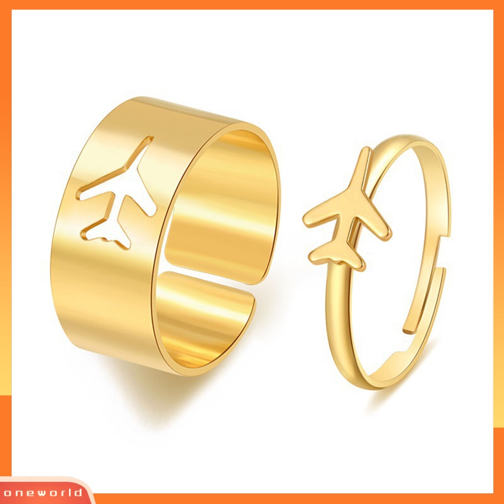 [EONE] 2pcs Cincin Jari Pesawat Bintang Bulan Hollow Pria Wanita Vintage Butterflies Rings Untuk Pernikahan