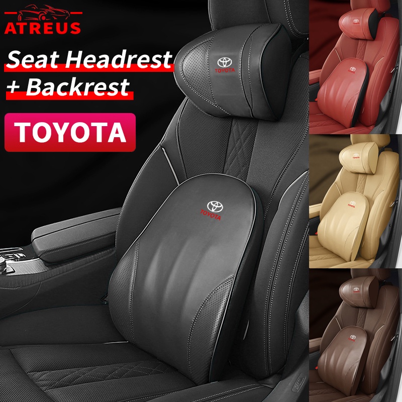 Bantal Sandaran Kepala Kulit Mobil Toyota Back Support Pillow Memory Foam Bantal Lumbar Bantal Leher Untuk Avanza Rush Kijiang Innova Razie Yaris Wish Corolla Cross