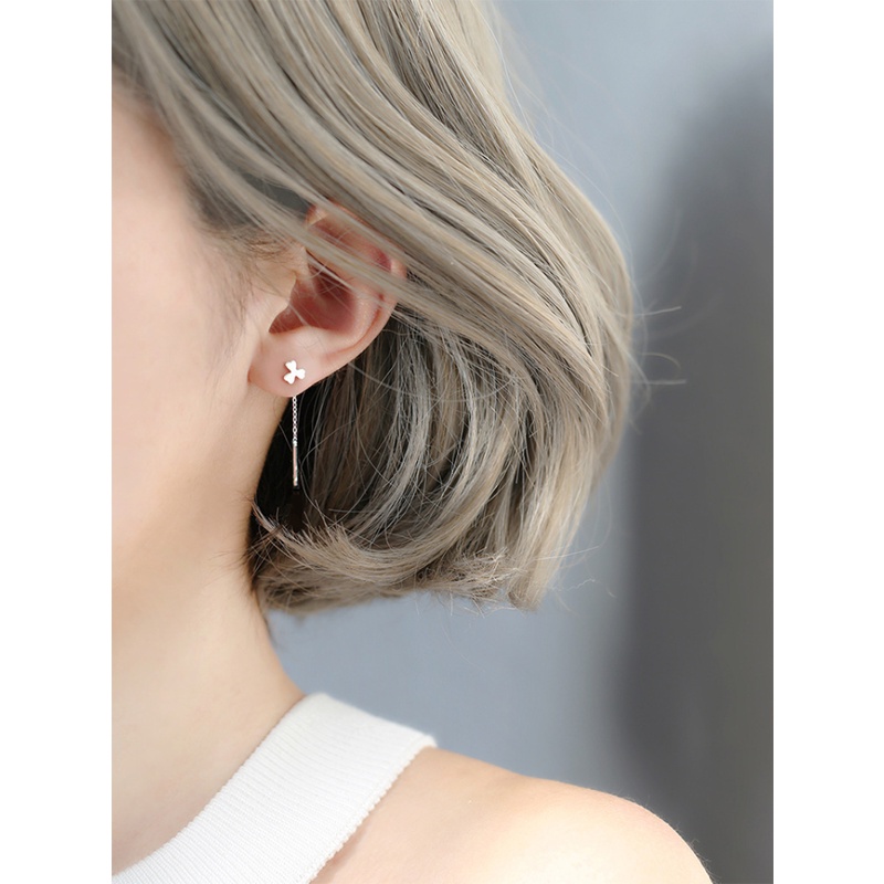 Goldkingdom Aksesoris Perhiasan Fashion Ready Stock Luckyo Lucu Benang Telinga Berlapis Perak, Anting Segar, Anting Pejantan, Model Wanita Jepang Dan Korea