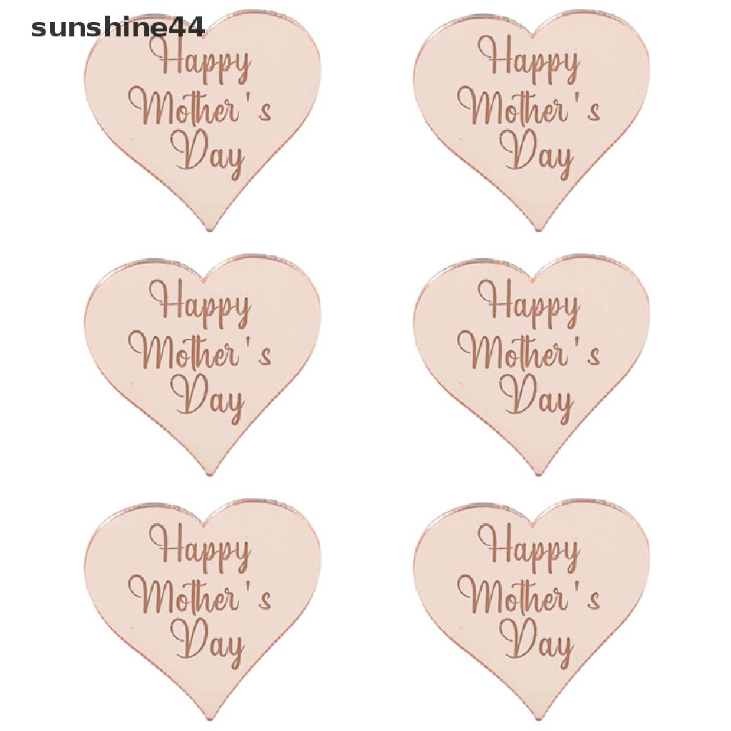 Sunshine 5pcs Hiasan Cupcake Dessert Hati Happy Mother's Day Topper Kue Ulang Tahun ID