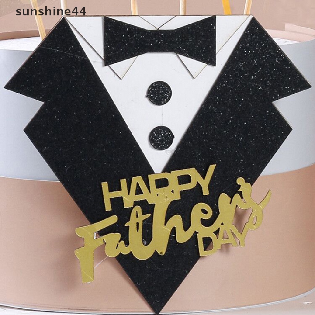 Sunshine Bowtie Kerah Decorag Alat Pria Setelan Topper Kue Cupcake Hari Ayah Pesta DIY ID