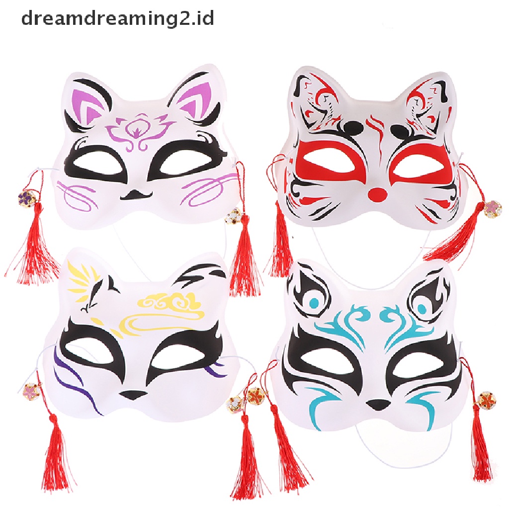 (hot) 1pc Masker Anime Rubah Setengah Wajah Kucing Topeng Masquerade Festival Party Cosplay Props//