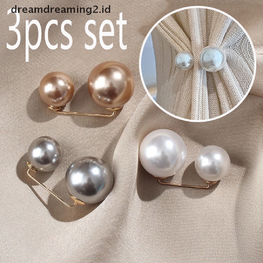 (hot) 3 Pcs Set Mutiara Bros Pin Halus Pinggang Perubahan Besar Kecil Anti Luntur Gesper Tetap Pakaian Celana Pinggang Artefak//