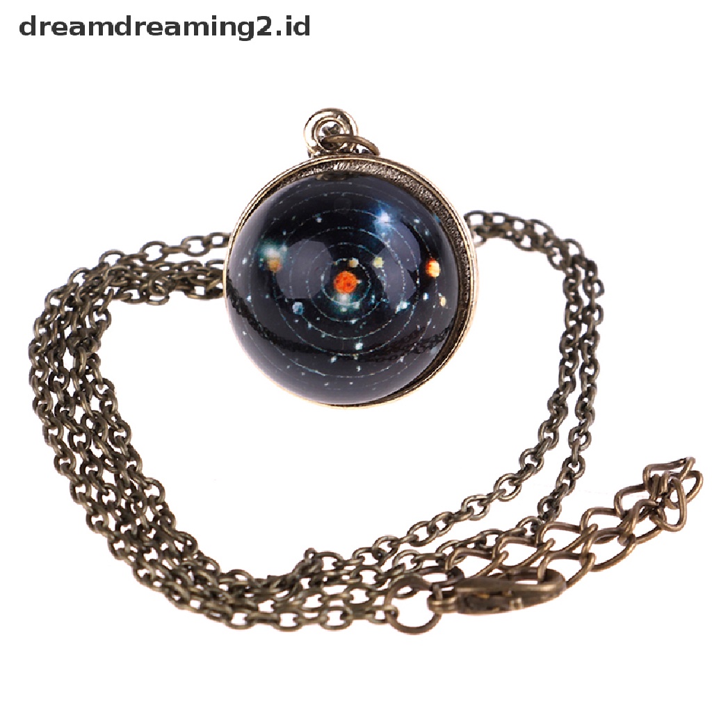 (hot) Kalung Tata Surya Liontin Galaxy Dua Sisi Pendant Universe Jewelry//