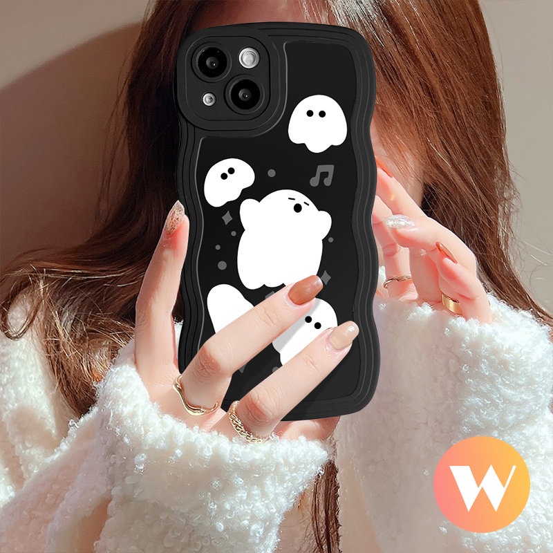 Redmi 10C A1 10 9T 9 9A A1+10A 9C NFC POCO X3 NFC Pro M3 Mi 11T Pro Redmi Note 11 8 9 10 10s 11s 11Pro 9s 10Pro Max Wavy Edge Cartoon Ghost Lucu Cute Monster Kecil Soft Sarung