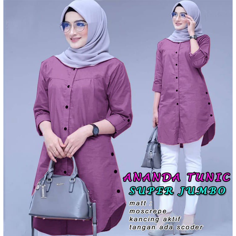 BOOM - TUNIK ANANDA JUMBO  XL, XXL, 3XL/ TUNIK WANITA/ PAKAIAN WANITA / BAJU MUSLIM/ ATASAN MUSLIM