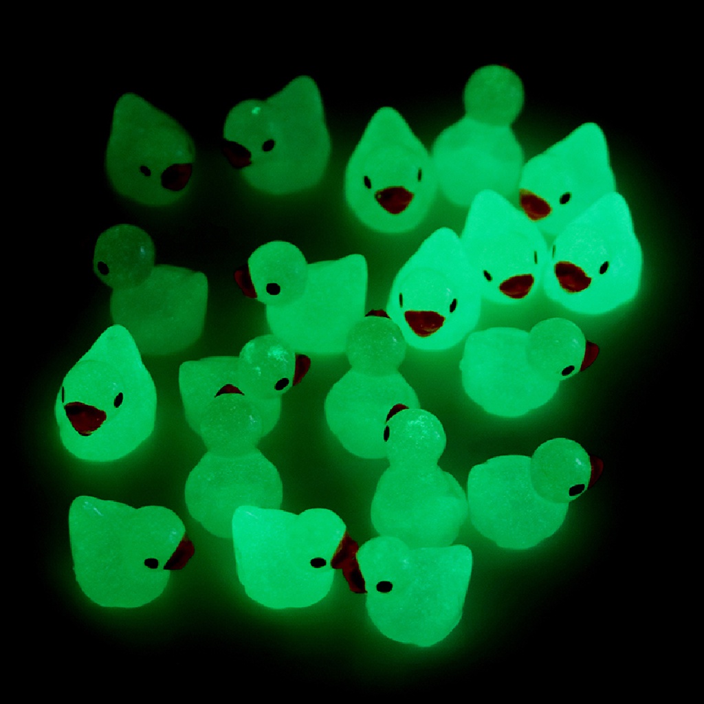 Beyen 20Pcs Bebek Resin Bercahaya Mini Glow In The Dark Miniatur Ornamen Bebek Kecil ID