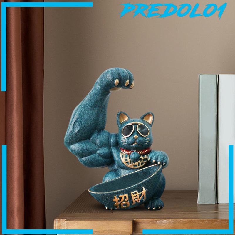 [Predolo1] Kotak Penyimpanan Patung Lucky Cat Key Storage Ornamen Kucing Keberuntungan Untuk Tabletop