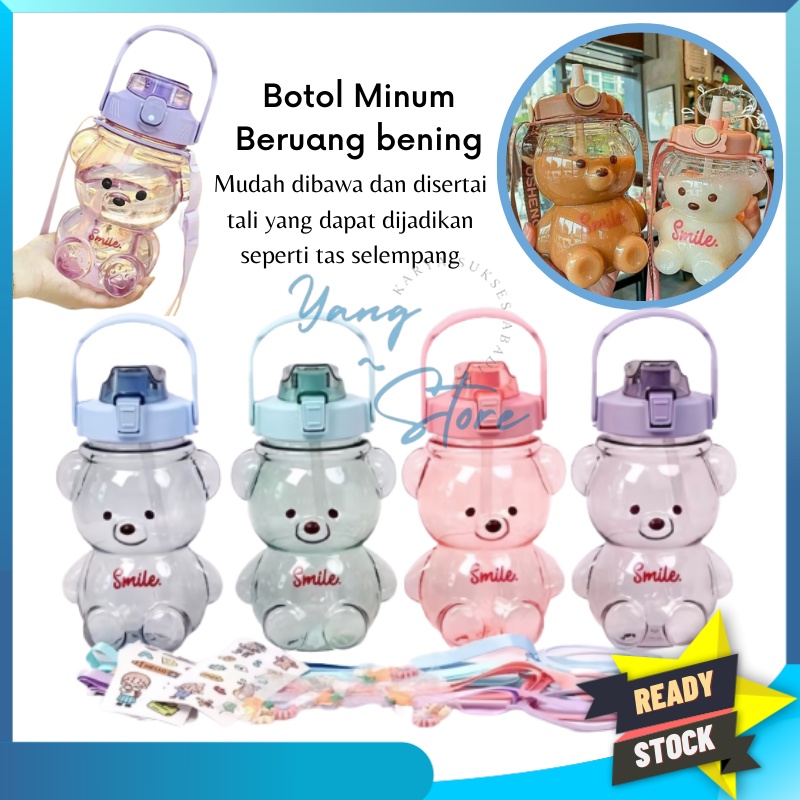 YGS -D212- Botol Beruang Bening - Botol Minum Anak Transparan Bentuk Beruang - Botol Minum Viral