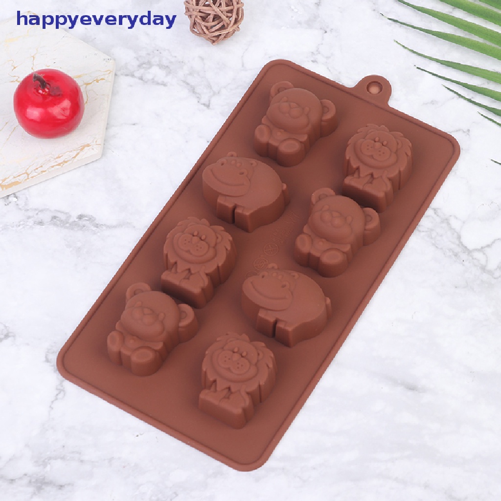 [happy] Cetakan Silikon Animal Bentuk Hippo Lion Bear Coklat Sabun Kue Peralatan Dapur DIY [ID]