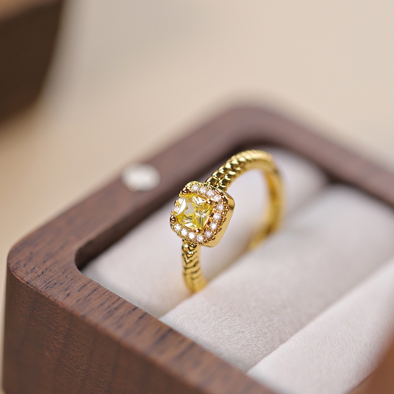 Cincin citrine Batu Gula Anti Karat lady's Korean open ring