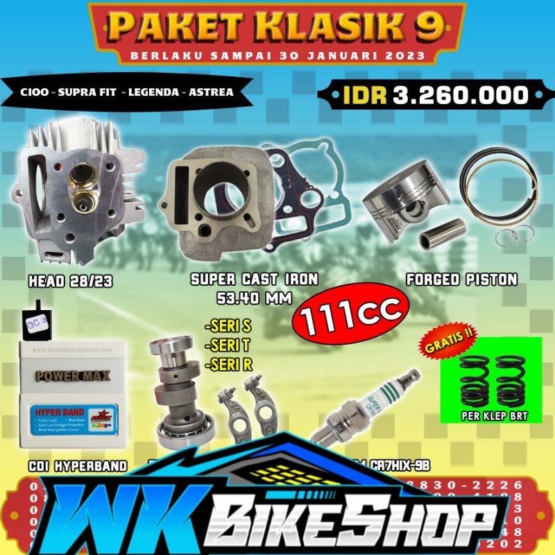 PAKET BLOK BRT CDI  HEAD  NOKEN AS PAKET BORE UP SUPRA FIT / C100 / LEGENDA / ASTREA 100% ORIGINAL