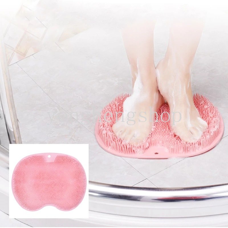 Silicone Shower Exfoliating Scrub Sikat Badan Massage Pad Gosok Kaki Dengan Sucker Mandi Penggosok Punggung Tubuh Alat Pembersih Kulit Mati Anti-Selip Keset Kamar Mandi Supply