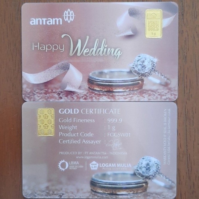 LOGAM MULIA EMAS ANTAM LM GIFT SERIES HAPPY WEDDING 1 GRAM 1 GR GOLD
