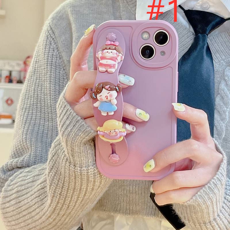 IPHONE Gelang Boneka Lovely Girl Support Soft Case HP iP Iphone6 6S 7 8 14+Plus SE 2020 X XS XR 11 12 13 Pro Max Woman FTD Casing Apple