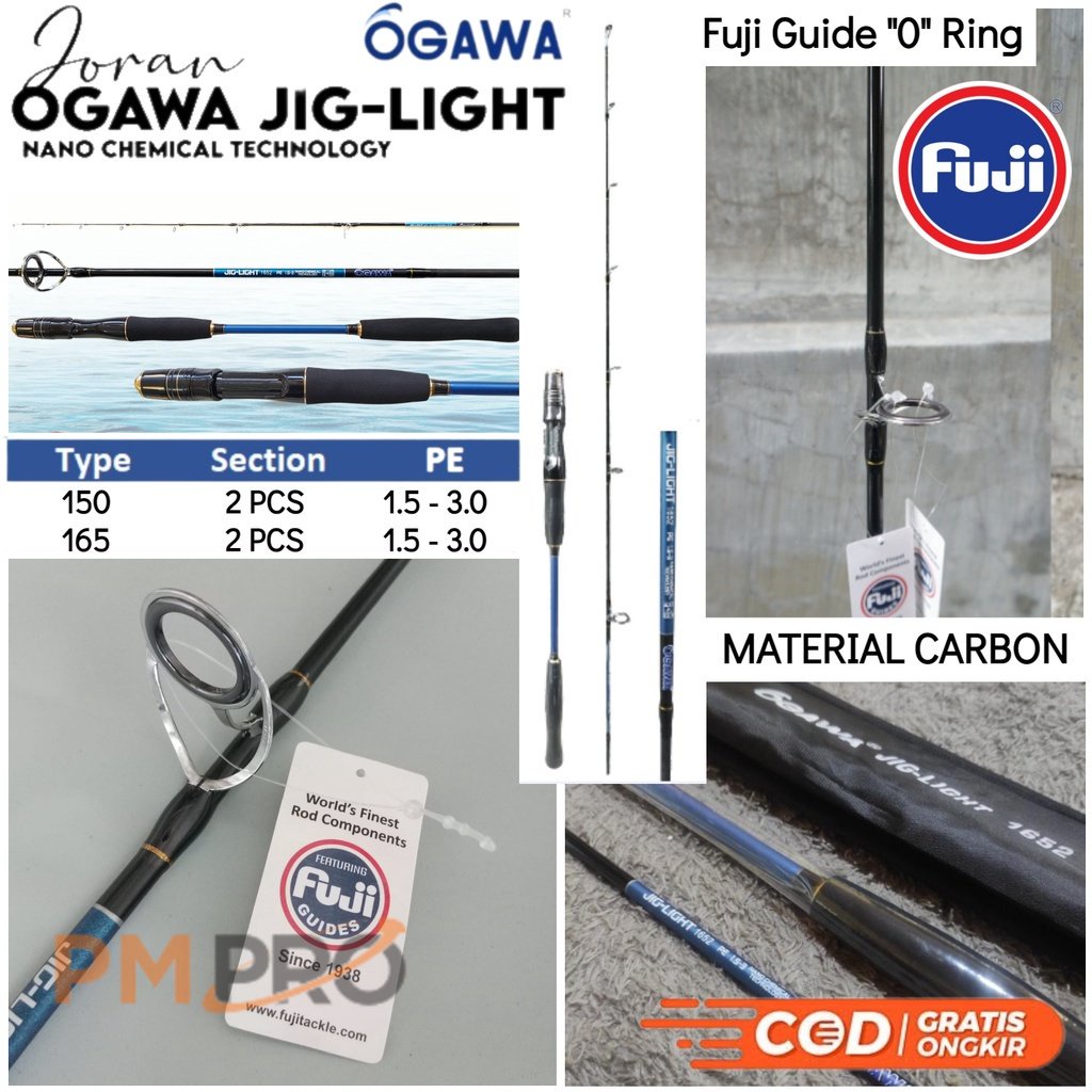 Joran Pancing Jigging Ogawa Jig Light ( Jig-Light ) 150 165 Pe 1.5-3 Ring Fuji Material Carbon Solid