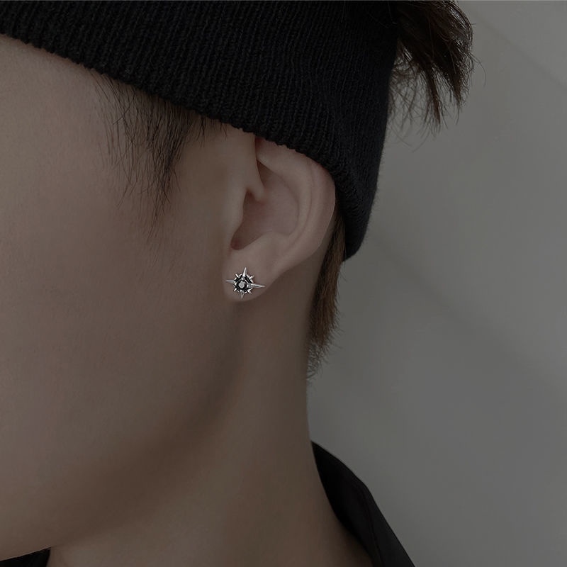 Bintang Anting Hexagon Trendi Jalan Tinggi Serbaguna High-end S925 Perak Anting Untuk Pria Dan Wanita
