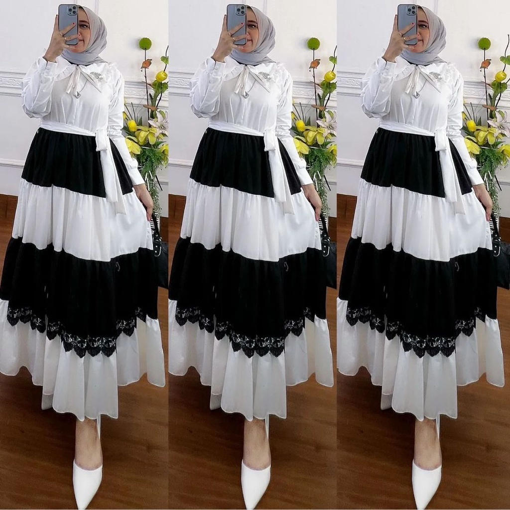 GAMIS STORE - Asmiranda Dress Maxy Gamis Muslim Aurora Dress Shakila Apk Renda Premium Free Bros Fit XL
