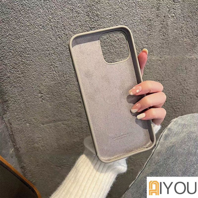 IPHONE Case logo Silikon Cair Untuk Iphone13 14 11 12 Pro Max Original Soft Cover Tritone Untuk Iphone12Mini X XR Xs8 7 6 SE 2020Cases