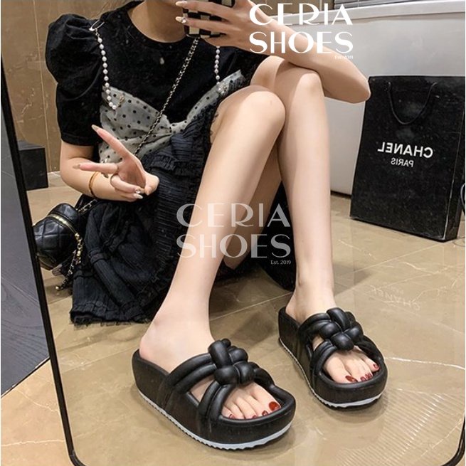 EVA Sandal Wedges Wanita Slop Super SOFT Karet Ringan Empuk Tinggi Sol Tebal 812