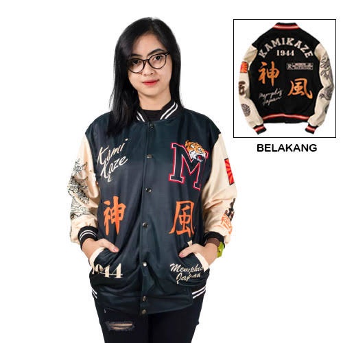 INDO - Jaket Varsity B Full Bordir | Jaket Baseball Varsity Sukajan Vintage Jepang Pria Wanita Premium