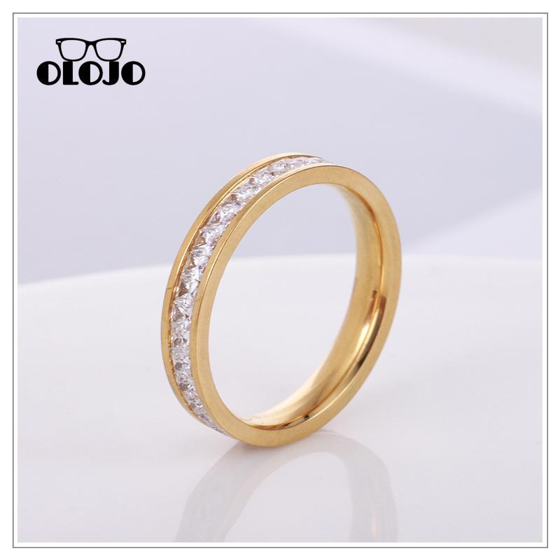 【COD】Vintage Titanium Steel Baris Tunggal Persegi Berlian Zirkon Cincin Kepribadian Perempuan