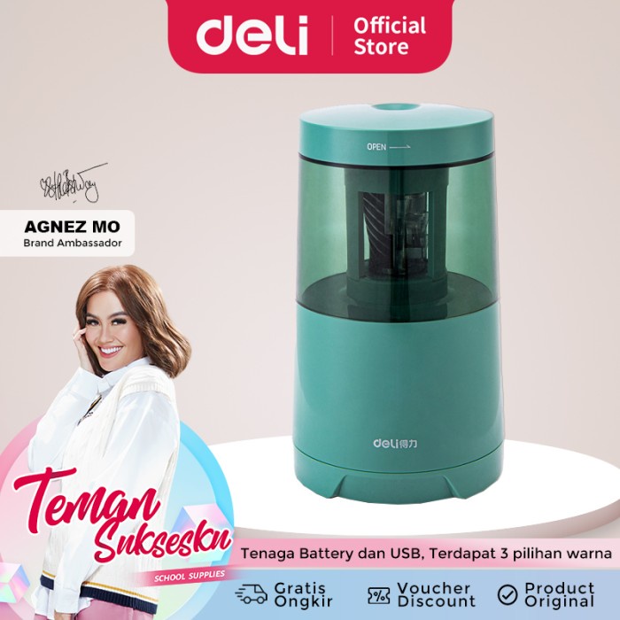 

TERBARU Deli Electric Pencil Sharpener/Rautan Pensil Otomatis Pisau Baja 71204 /ALAT TULIS
