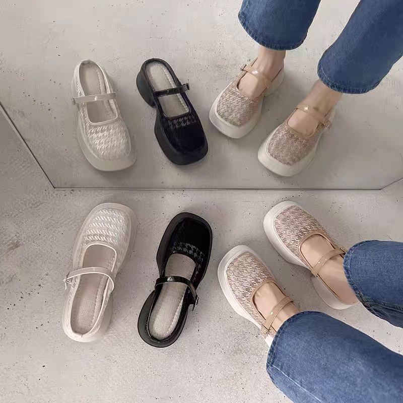 COD Sneakersdaily 460 Sandal Selop Wedges Wanita Sandal Hak Tebal Fashion Terkini