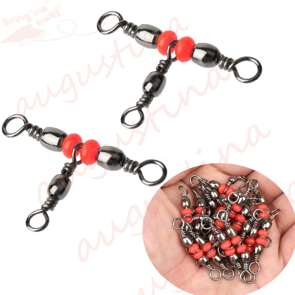 Agustinina Konektor Pancing Dengan Manik-Manik Triple Fishhook Lure Line 3arah Rolling Putar