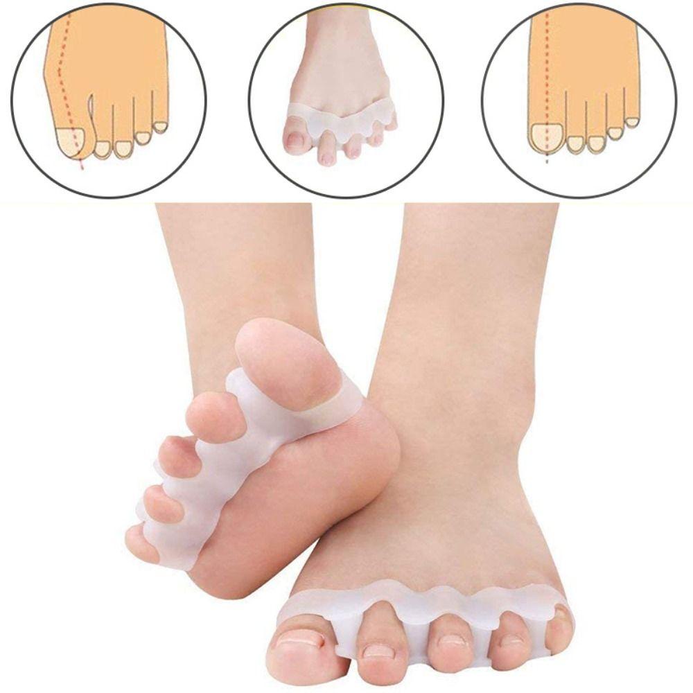 Mxbeauty Lima Lubang Pembatas Jari Kaki Gel Silikon 1pasang Pelindung Jari Kaki Perawatan Spreader Untuk Pedicure Bunion Corrector Spacer Toe Orthopedic Produk