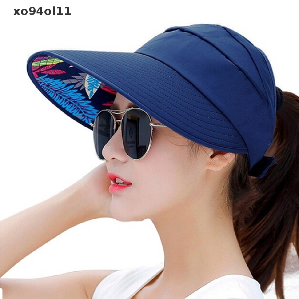 Xo Topi Lipat Hiking Outdoor Pinggiran Lebar Musim Panas Pantai Matahari Anti UV Wanita OL