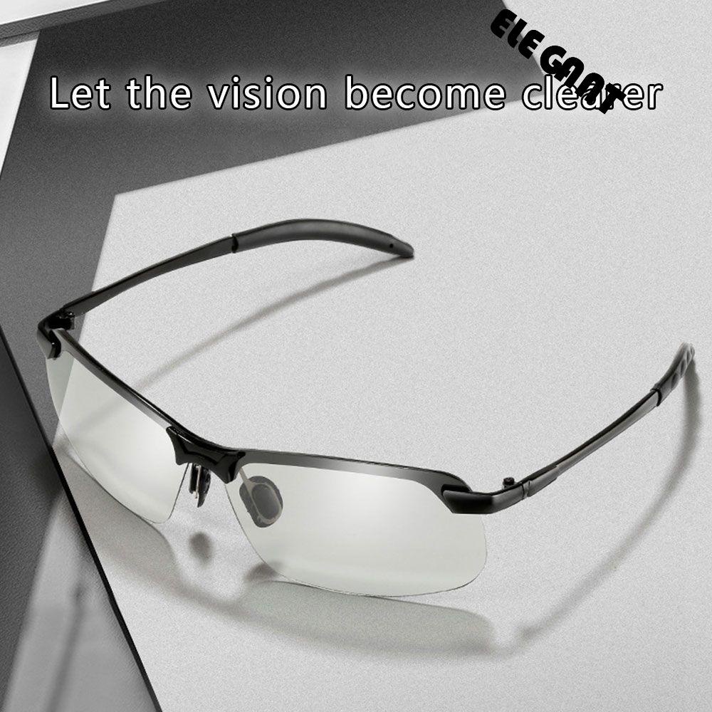 [Elegan] Kacamata Photochromic Kreatif Sederhana Night Vision Retro Spectacles Day Night Vision Eye Protection Polarized Kacamata Mengemudi