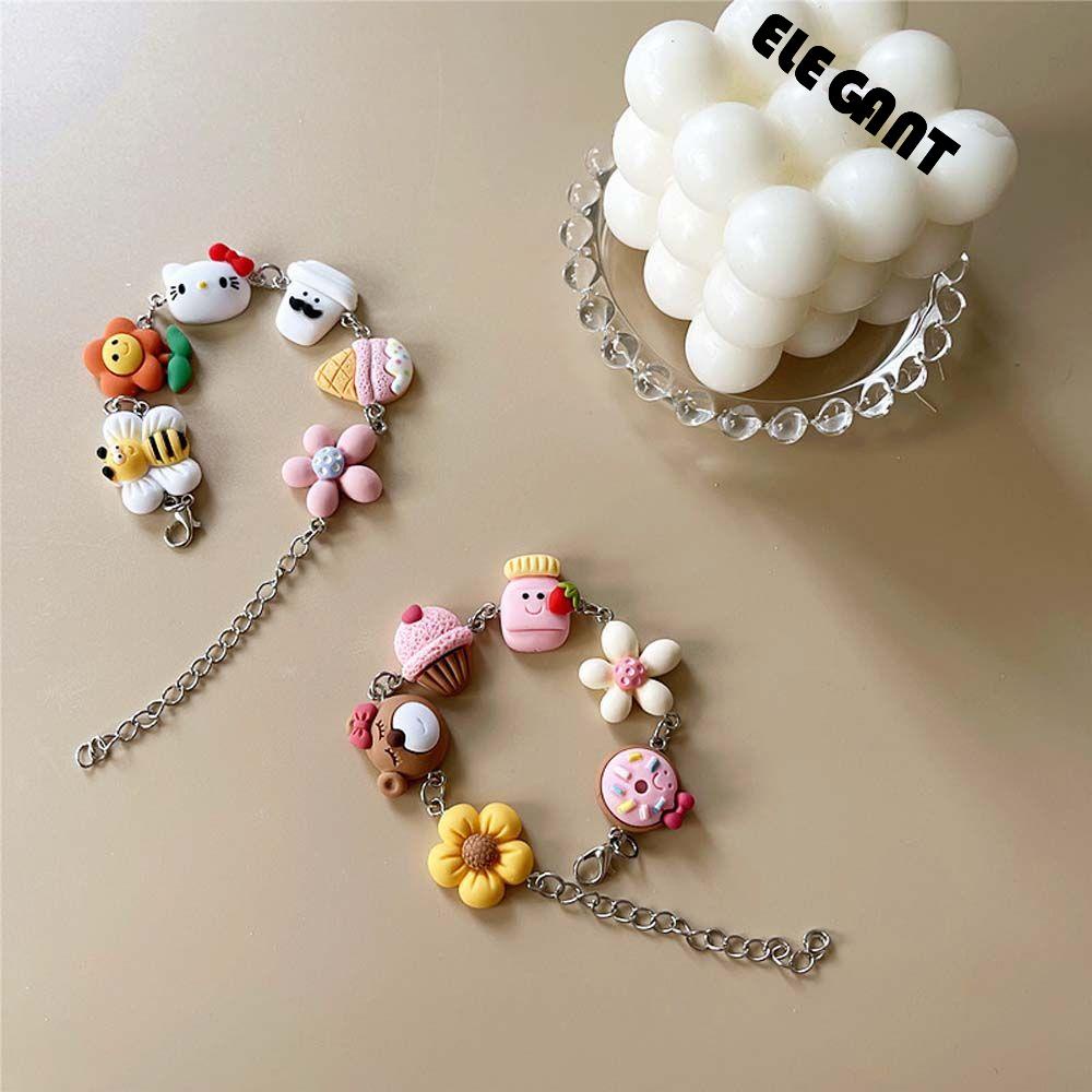[Elegan] Gelang Kartun Lucu Fashion Gadis Hadiah Gaya Jepang Liontin Bunga Kitty Kucing Rantai Stainless Steel